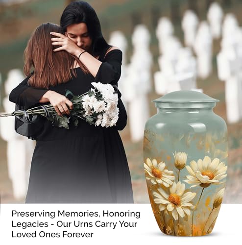 Image of Dance of Daisies Urns for Human Ashes Adult Man Male - Urns for Ashes Adult Female Mother - Urn for Women - Cremation Urn Large (10 inch)