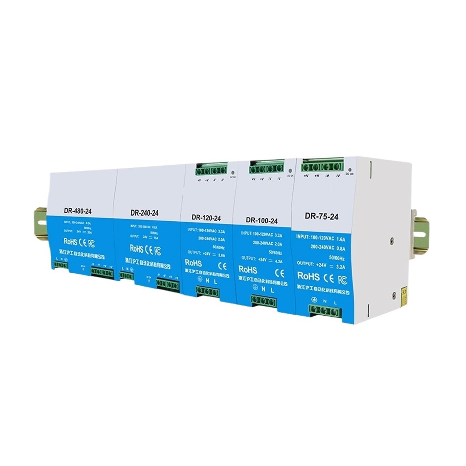 LEOTNNDQ 1PCS Din-rail DR-75 100W/120W/240W/480W Switching Power Supply Input 200-240VAC Output 12V 24V 36V 48V(DR-240,12V)
