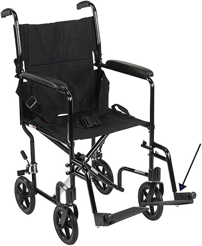 Miniatura 2 de EYL - Reposapiés médico de repuesto para silla de transporte compatible con sillas de transporte Drive Medical ATC Series (negro)