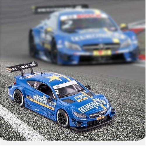 Image of 1:43 Scale Die-Cast Mercedes-Benz DTM Racing Model Car Toy - with Tray, Collectible Metal Toy Car with Openable Doors,Light,Sound & Pull-Back Action(Colour as per Stock)