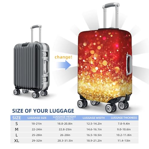 Red Gold Glitter Print Luggage Cover For Suitcase,Washable Elastic Travel Suitcase Protector With Zipper Closure And Bottom Buckle – Fits 18-32" Luggage-X-Large4