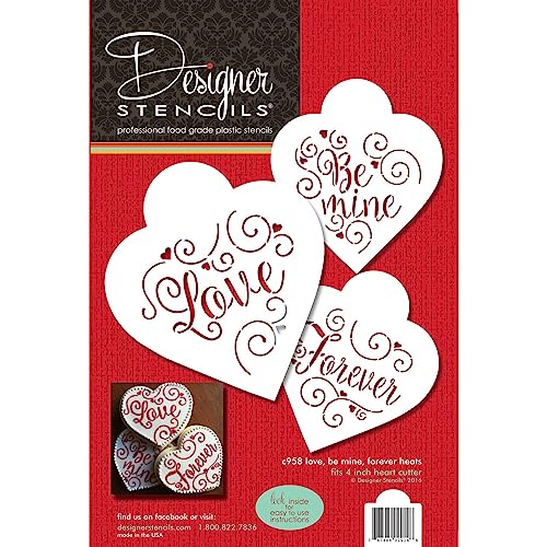 Designer Stencils Love, Be Mine, Forever Hearts Cookie Stencil Set