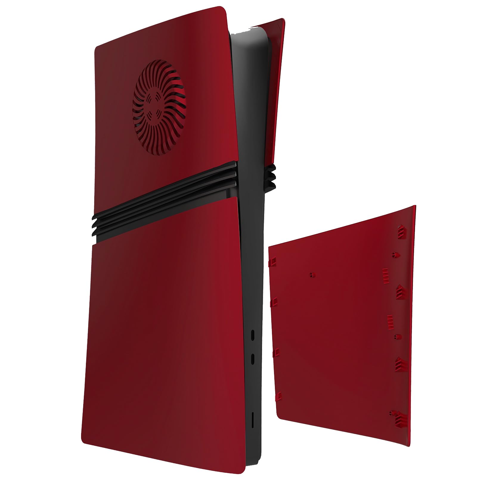 Façades antichocs pour PS5 Pro Digital Edition – Coques de Remplacement avec évents de Refroidissement, Panneaux clipsables Anti-poussière et Anti-Rayures pour Console PlayStation 5 Pro – (Rouge)