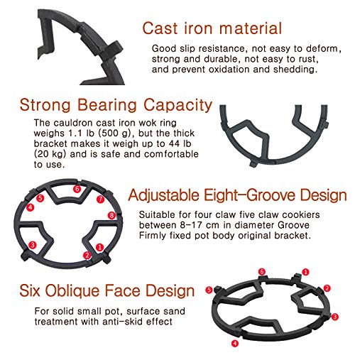Wok Ring,Universal Non Slip Black Carbon Steel Wok Stove Rack for Kitchen Wok Support Ring Cooktop Range Pan Holder Stand Stove Rack Milk Pot Holder for Gas Hob - Gas Stove Accessories
