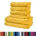 Produktbild Erwin Müller Handtuchset, Frottierset Heidelberg 6-TLG. 100% Baumwolle gelb - leichte Qualität, saugstark, schnelltrocknend, kompakt - ideal für Sport, Strand, Reisen (weitere Farben)