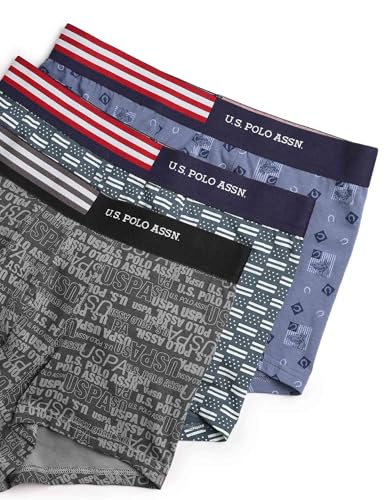 Image of U.S. Polo ASSN. Men's OET20 Printed Low Rise Underwear Trunks - Pack of 3
