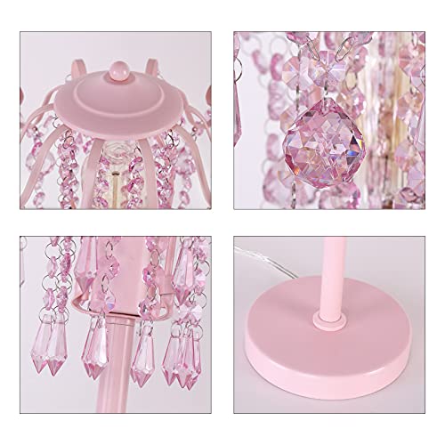 Meixisue Small Pink Crystal Bedside Table Lamp End Table Lamp Nightstand Lamp For Bedroom Living Room Office H20.4'' W11.81'' 1-Light E26 #TOP4