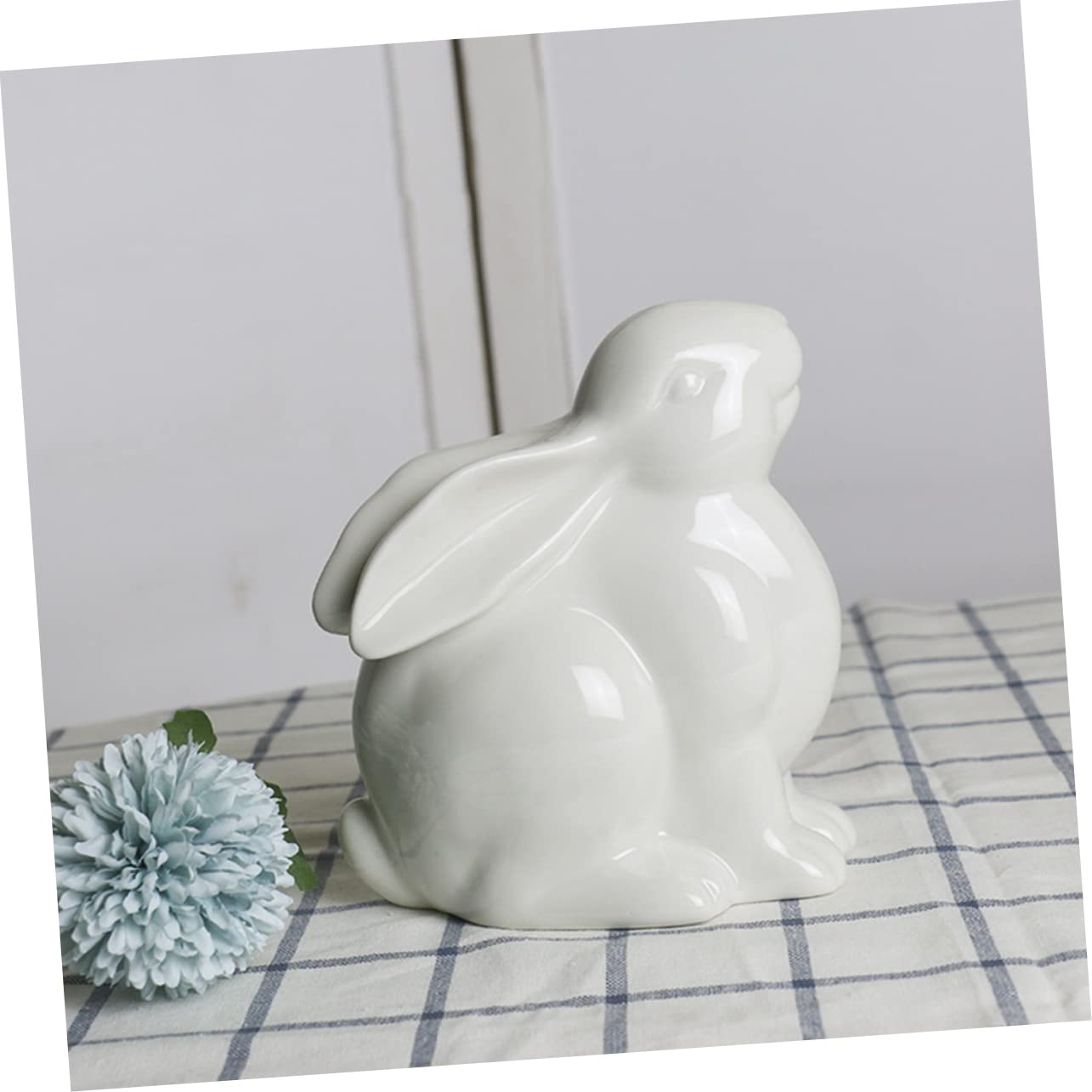 Amosfun Ceramic Rabbit Ornament 5.1X4.7X2.6 Inch Porcelain Bunny Decoration for Home Living Room Tv Cabinet Wine Shelf Decorative Crafts - Image 3