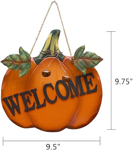 Miniatura 2 de Linfevisi Letrero de madera de calabaza colgante para puerta de otoño, colgador de puerta de calabaza, letrero de bienvenida de otoño, decoración de