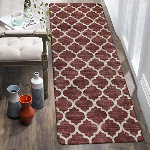 Lahome Moroccan Runner Rug 2'X6' Non Slip Vintage Hallway Runner Rug, Washable Small Kitchen Area Rug Laundry Room Rug Carpet Runner For Entryway Bedroom Bathroom (2' X 6', Wine Red) #TOP24