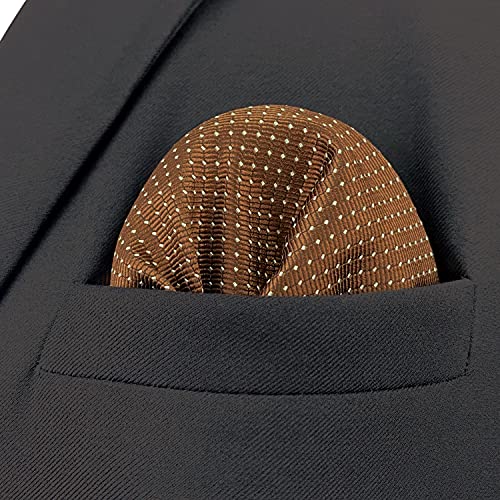 S&W SHLAX&WING Gravatas para homens Gravata formal de cobre marrom com pontos brancos Gravata de tam