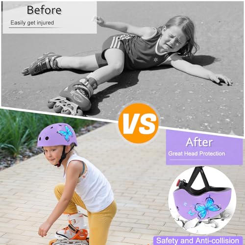 Image of Kids Bike Helmet Adjustable Youth Toddler Helmet with DIY Stickers for Girls Age 3-5-8-14 Years for Bicycle Scooter Skateboard Roller Skating