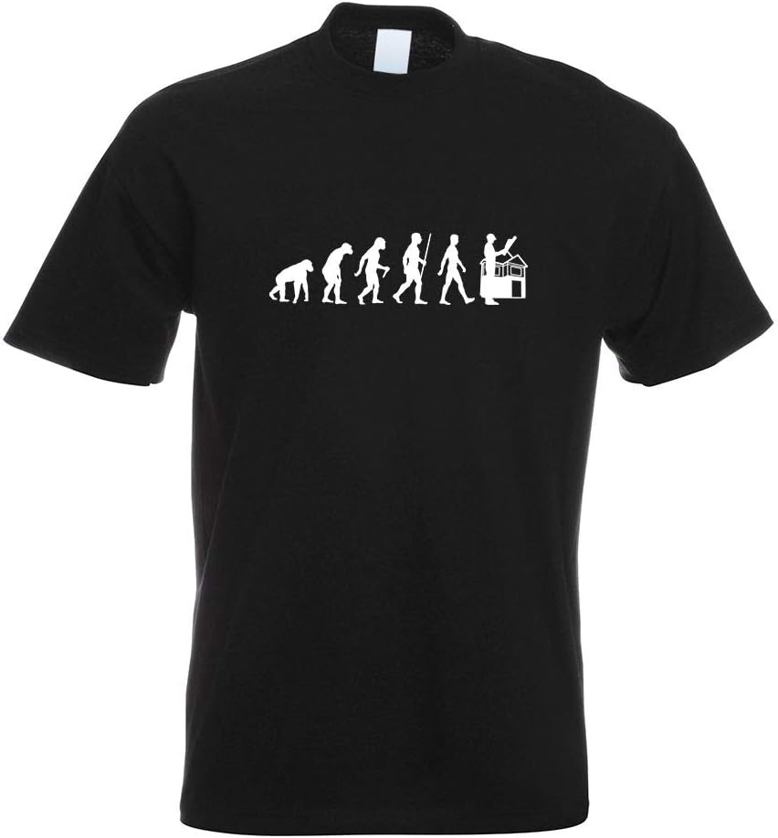 Kiwistar T-Shirt Uomo Con Stampa Divertente - Evolution Dachdecker - Blu Navy - 100% Cotone - XXL