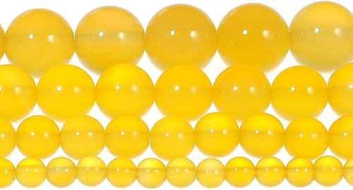 Vista 5 de Cuentas redondas sueltas de calcedonia de color amarillo claro natural de 0.394 pulgadas (0.394 in), pulsera de piedra de cristal, accesorios