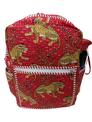 Image of Doraya Cotton Quilted Unisex Backpack Hand Block Floral Printed Design Stylish Eco-Friendly Bag for School, Travel, and Everyday Adventures
