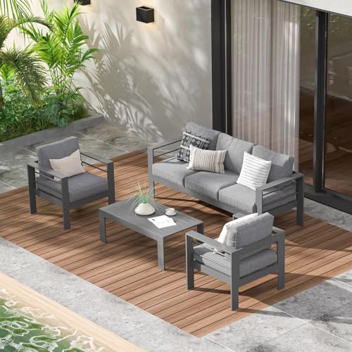 Wisteria Lane Modern Outdoor Patio Aluminium Furniture Set,Four C...