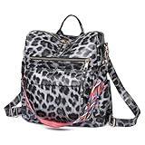 HGWSSY Women's Fashion Backpack Purse for Women Leather Multipurpose Design Ladies Shoulder Bag Travel bag Satchel Handbags（leopard print）