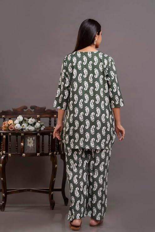 Image of Night Suit for Women Pure Cotton Printed Night Suit Top and Pyjama Set for Women's Night Dress of Shirt & Pyjama Set for Womens Night Dress for Woman