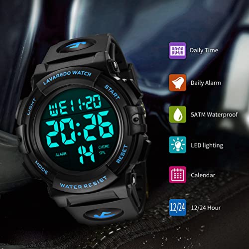 Image of L LAVAREDO Digital Men's Watch (Black Dial Black Colored Strap)