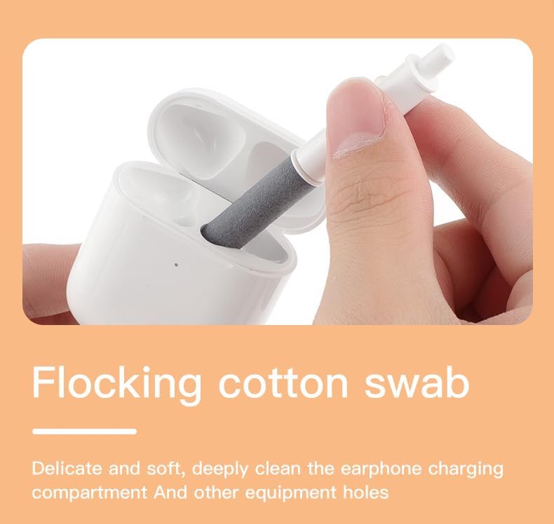 Image of Mini 5 in 1 Portable Multi-Function Earphone Cleaning Pen with Keychain and Soft Brush Flocking Sponge for Earphones Case Cleaning Tool Kit
