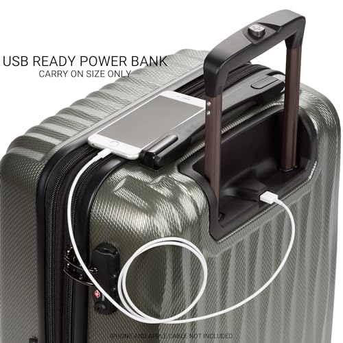 Image of SwissGear 7272 Energie Expandable Hardside Luggage with Spinner Wheels and TSA Lock, Gunmetal, 2-Piece Set (19 /27)