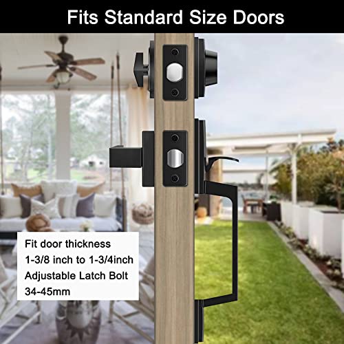 Door Handle Sets, Double Front Door Handle Set, Heavy Duty Matte Black Double Door Handleset With Dummy, Double Door Lock Set For Front Door Back Doors Or Office Doors (Keyed And Dummy Handle Set) #TOP4