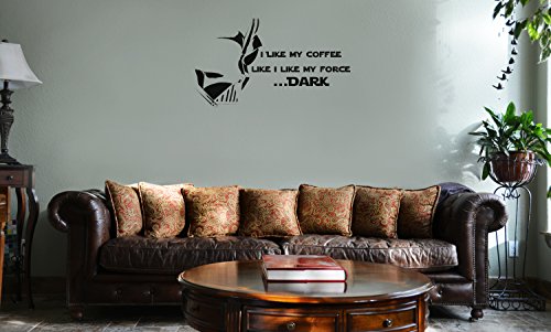 Decal Serpent Funny Dark Side Force Darth Vader Coffee Joke Vinyl Wall Mural Decal Home Decor Sticker (Black) #TOP9