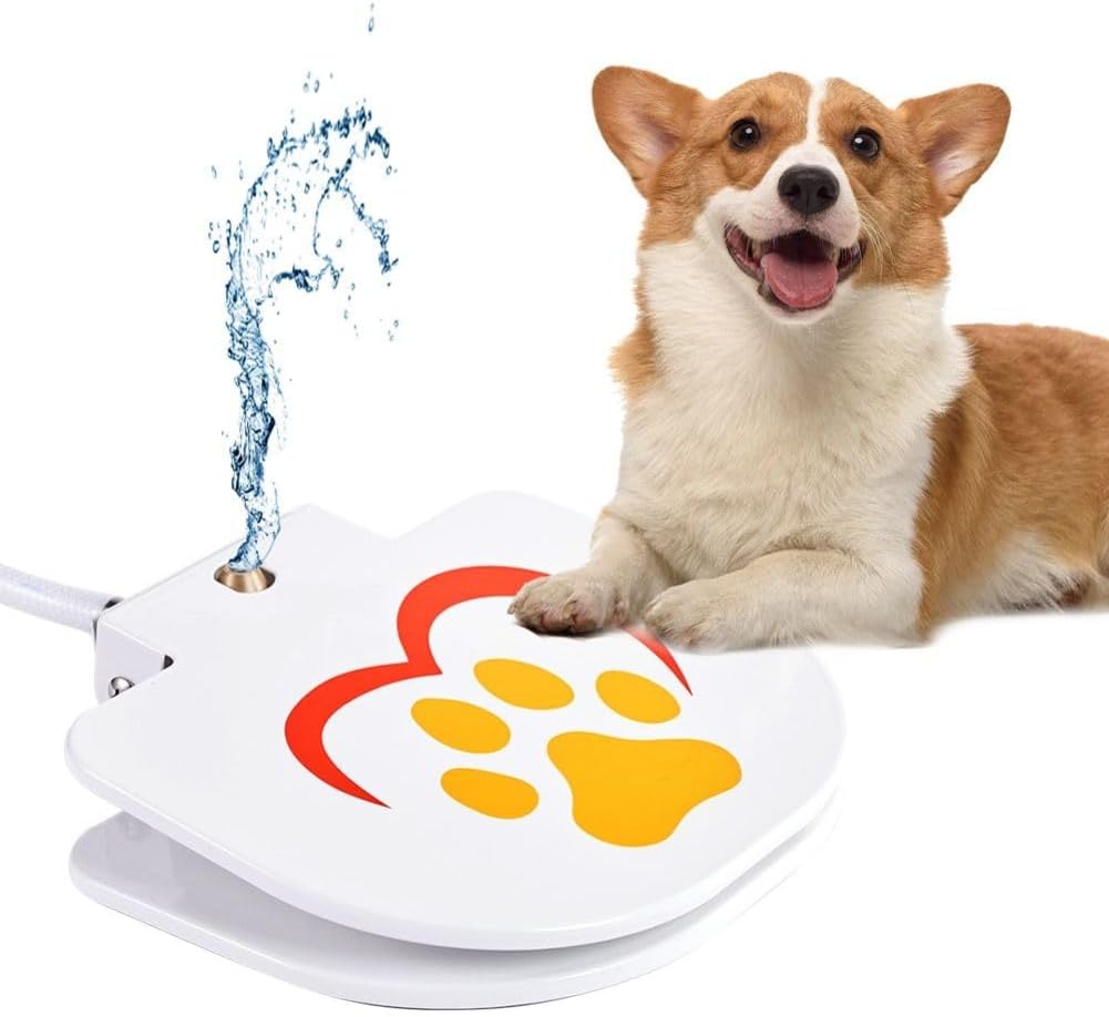 Sturdy Dog Water Fountain, Dog Sprinkler for Outdoor Dog Drinking Water, Easy Paw Activated Drinking, Providing Constant Stream,Y Splitter Included
