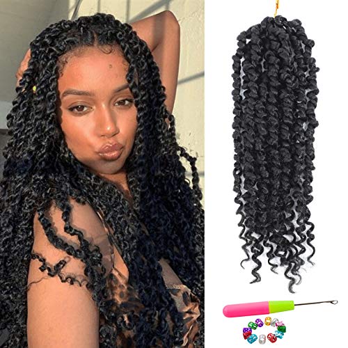 Passion Twist Hair - 8 Packs 18 Inch Passion Twist Crochet Hair For Black Women, Crochet Pretwisted Curly Hair Passion Twists Synthetic Braiding Hair Extensions (18 Inch 8 Packs, 1B)