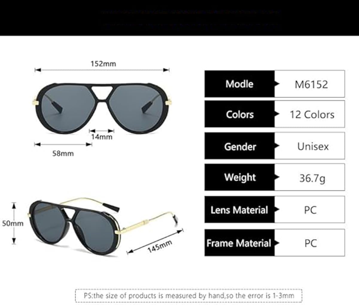 Genérico Gafas de sol de aviador Panther, vintage, unisex