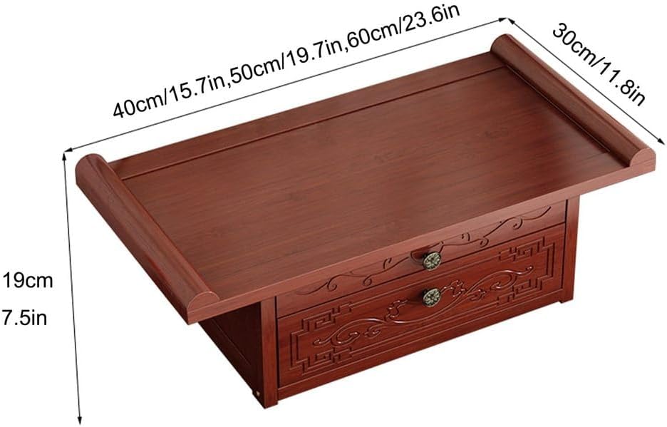 Prayer Meditation Table, Guanyin Display Pedestal Tables, Bamboo Buddhist Offering Niche for Pooja and Incense Tribute,Wood,15.7 * 11.8 * 7.5in