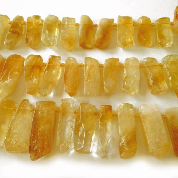 Citrine naturelle en bâtonnets percés de 11x23mm pour la création de bijoux artisanaux