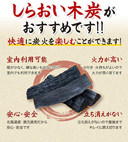 Amazon.co.jp: しらおい木炭15kg（楢・バラ炭） 無煙 無臭 硬質 黒炭 