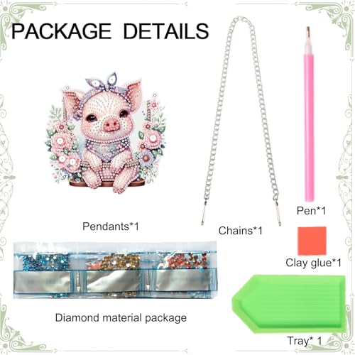 Image of AiYuanzsh 5D DIY Diamond Art Painting Kits Hanging Pendant, Piggy Diamond Art Hanging Sign DIY Special Shaped Crystal Pendant Ornaments for Door Wall Window Home Festival Decor