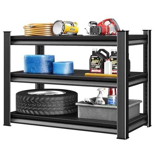 SDXYSTCE Estantería de garaje de 40 pulgadas de ancho, resistente, carga de 1400 libras, estantes de almacenamiento de garaje resistentes, estanterías de metal de 3 niveles y estantes de