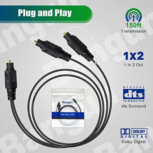 Cable divisor de audio digital de 1 x 2 para conectar dos salidas Toslink macho 6