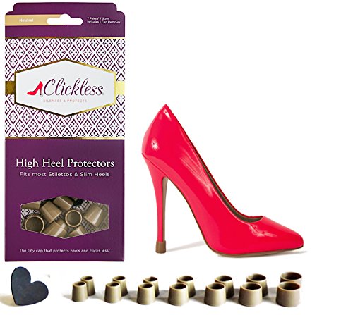 Clickless High Heel Protectors - Heel Caps - 7 Pairs/7 Sizes (Neutral)