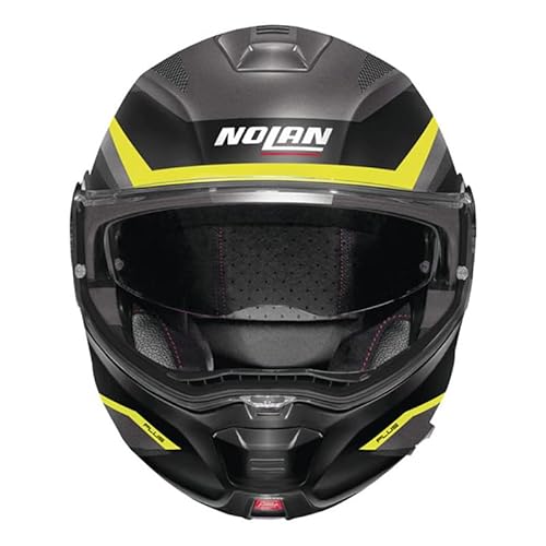Nolan N100-5 Plus Modular Motorcycle Helmet Overland Flat Grey/Yellow - X-Large #TOP1