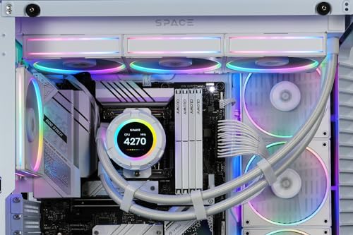 Image of ID-COOLING SL360 White CPU Liquid Cooler with Display, Customizable 2.1 inch LCD Display for Images or Performance Metrics, 360mm AIO Cooler, Three AF127 ARGB Fans, Fits Intel /AMD