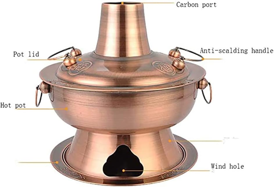 Hot Pot, Chinese Charcoal Hotpot, Shabu Hot Pot with Divider, Two-Flavor Chinese Charcoal Shabu Shabu Pot Cooker Stainless Steel Hot Pot Cookware for 3-7 People Home Party,A,36cm ( Color : B , Size :