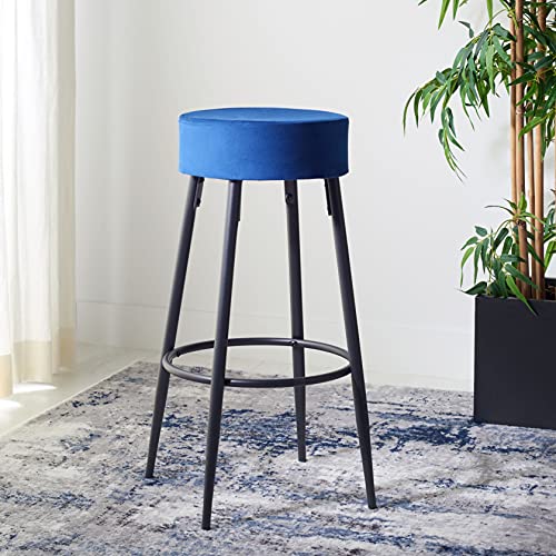SAFAVIEH Home Collection Bohden Navy Velvet/Black 24-inch Round K...