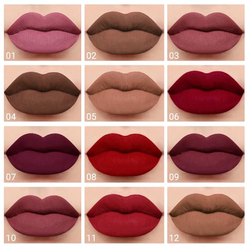 Image of evpct 1Pcs Mauve Matte Liquid Lipstick Lip Gloss Glossy Set for Black Women 24 Hour Pink Silky Velvet Lipstick labiales matte larga duracion mate 24 horas originales 01#