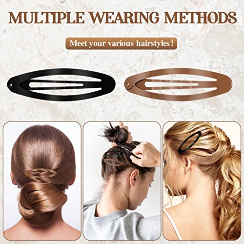 40 Pieces Oval Hair Clips 2.8 Inch Non Slip Snap Clips Hair Barrettes For Women Metal Ellipse Hair Clips Hair Accessories For Girls Hair Styling, Black And Brown #TOP3