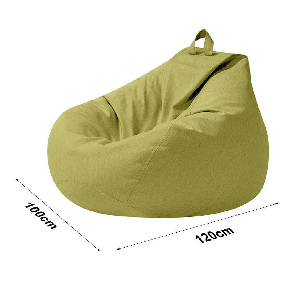 Pouf XL, a forma di goccia, solo rivestimento (senza imbottitura), per adulti e bambini, da gioco, per soggiorno, camera dei bambini, divano, decorazione esterna, 100 x 120 cm (verde frutta)