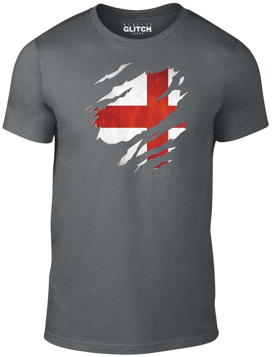 Reality Glitch Torn England Flag Grey