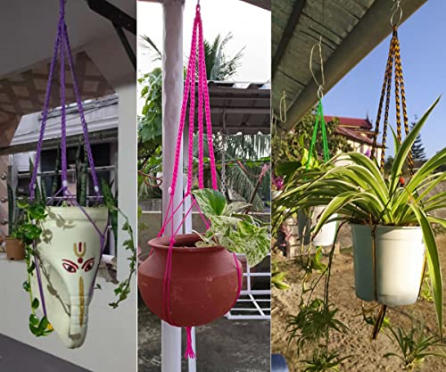Plant Hanger Pack of 6,Hanging Plant pots Indoor Outdoor, Nylon Rope 22 inch (White)