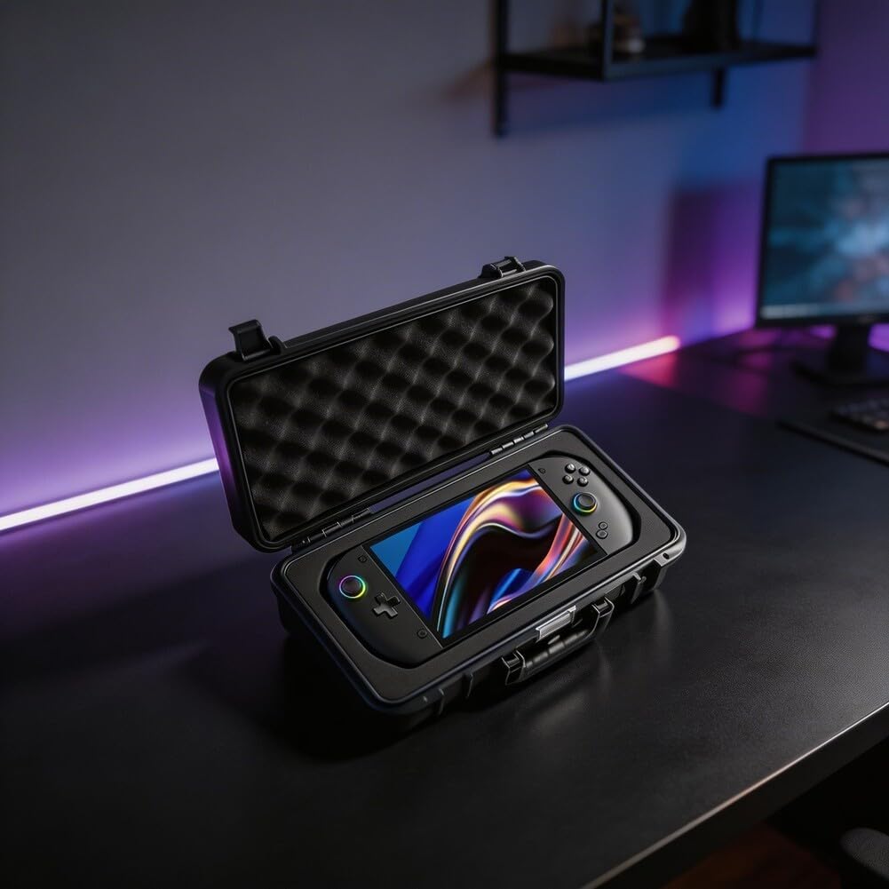 Harte Tragetasche für OneXPlayer für Apex – ABS-Schutzhülle mit benutzerdefiniertem Schaumstoff für Handheld-PC-Spielgeräte und Kabel, Schwarz