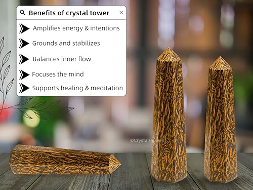 Image of Certified Mariyam Jasper Crystal Tower Obelisk Point For Chakra, Healing And Balancing - Aaa Grade Original Certified Gemstone Agate For Reiki Meditation Yoga Spiritual (3-4 Inches)