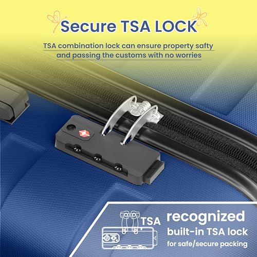 Image of AnyZip Luggage PC ABS Hardside Lightweight Suitcase with 4 Universal Wheels TSA Lock 20 24 28 Inch, DarkBlue, 3 piece set (20 /24 /28), Fashion