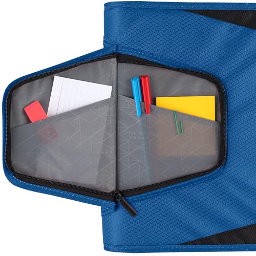 Five Star Zipper Binder, 1-1/2 Inch 3-Ring Binder with Round Rings, 3-Pocket Expanding File, 500 Sheet Capacity, Blue (72202)